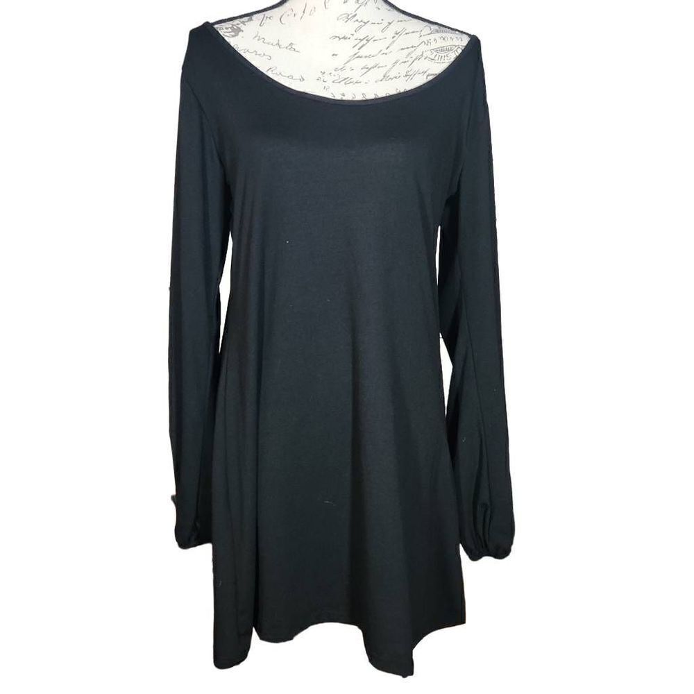 MissLook Women's Size XL Black Long Sleeve Split Sleeve Short Dress